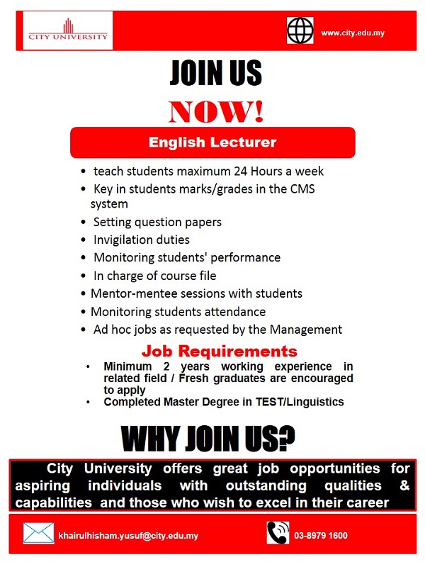 City University English Lecturer